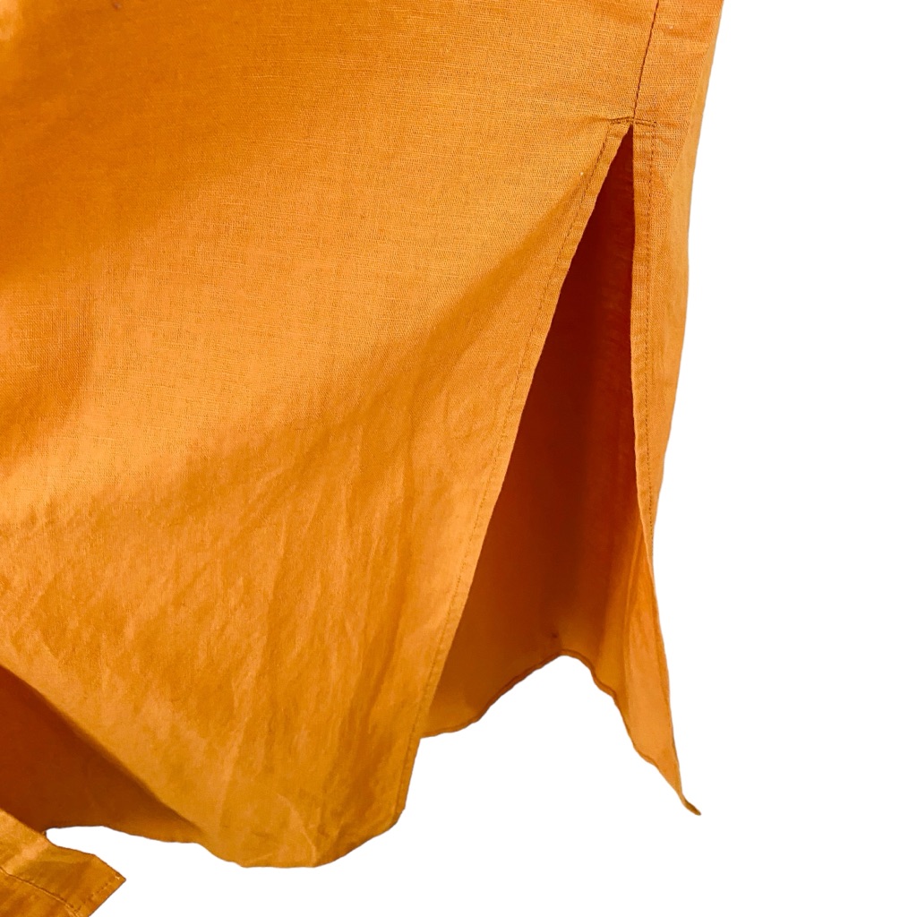 Grae Cove Nwt Orange Blair Linen Blend Button Down Front Side Slit Midi Dress — image 3 of 8